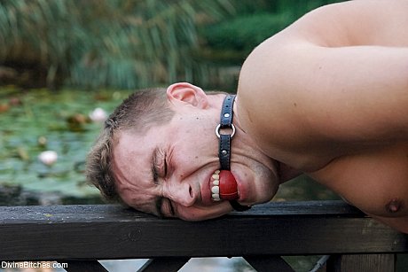 Romanian femdom Sandra Romain slaps and fucks her slave's behind on the bridge - Image 11 of 20  in Outdoor category   featuring Sandra Romain, Martin Love 
