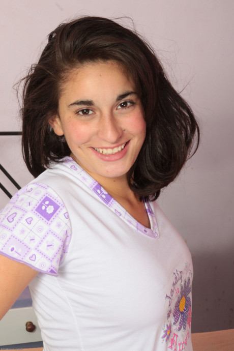 Exotic hispanic teen Roxane loses her pajamas & shows off her butt & lovely foot - #1143329