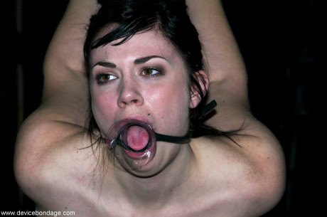 Tied up & ball-gagged brunette Andy San Dimas gets humiliated in the cage - #1295710