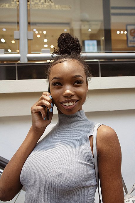 Sweet braless black teen Asia Amour getting naughty at the store - Image 1 of 11  in Pussy category   featuring Asia Amour 