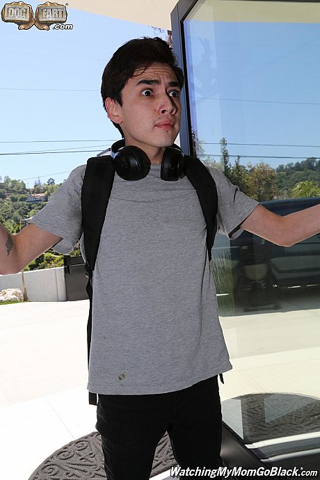 Blondy mom has sex with two black guys while her son watches the action