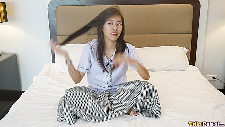 Slender Filipina amateur Erika Lopera strips and poses nude in a hotel room - Image 1 of 21  in Teen category   featuring Erika Lopera 