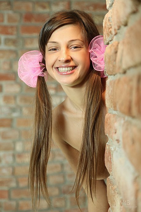 Pretty teenie with pretty eyes Maria flaunts her shaved snatch and fingers it - Image 7 of 21  in Model category   featuring Maria 