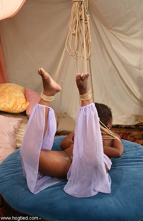 Bound ebony belly dancer Sia getting her cunt toyed by a blondie lezdom - Image 4 of 21  in Dildo category   featuring Sia 