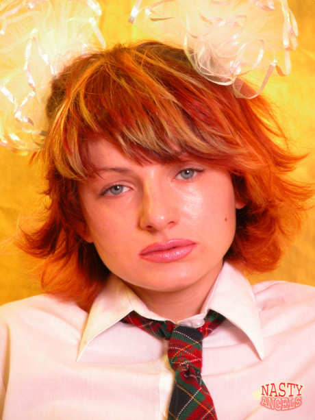 Redheaded amateur schoolgirl Sveta fucks a blue sex toy after stripping - #848291