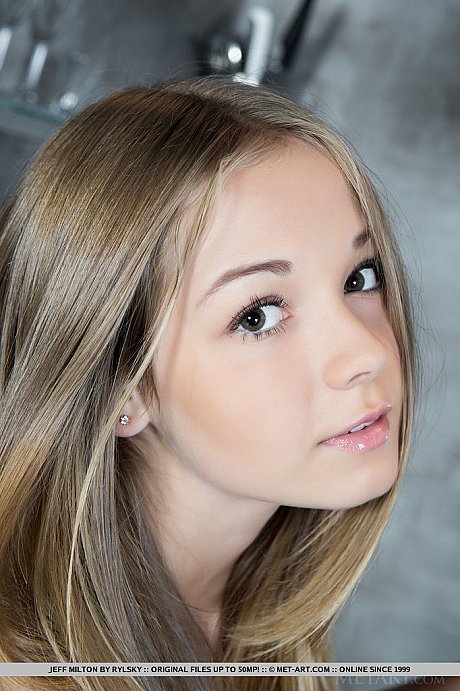 Blonde glamour babe displaying shaved teenie cunt and small boobies - Image 4 of 18  in Model category   featuring Jeff Milton 