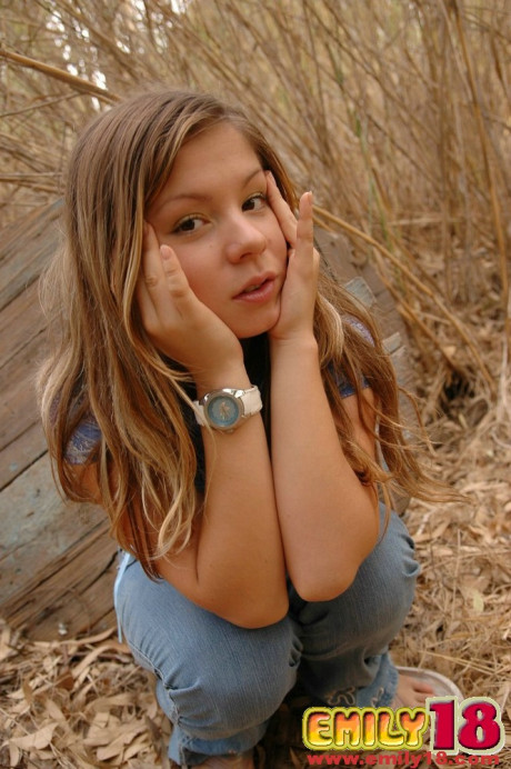Adorable fresh teen skank girlfriend broad shows her firm tits amid bushes in cute panties - #1451467
