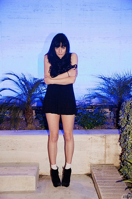 British Samantha Bentley with black hair, ebony leggings and lovely pink bow - Image 12 of 12  in Outdoor category   featuring Samantha Bentley 
