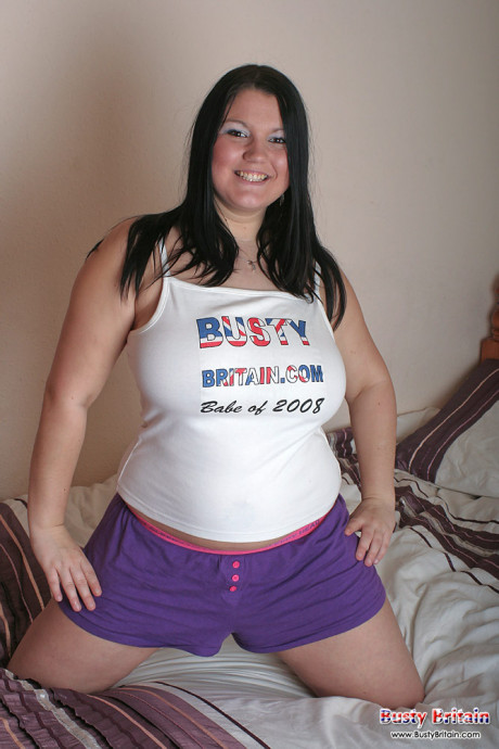 British plumper Kim B sucks on candy while showing her large natural melons - #1250556