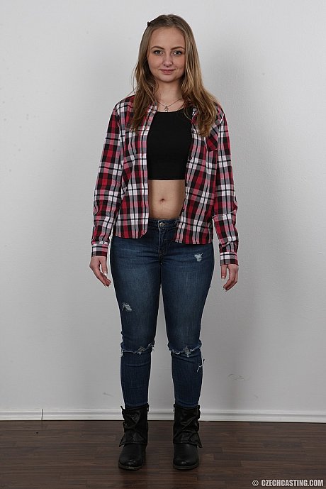 Young teenie blondy Irena peels off her jeans and stands stark nude for the camera - Image 2 of 20  in Babe category   featuring Lady Bug 