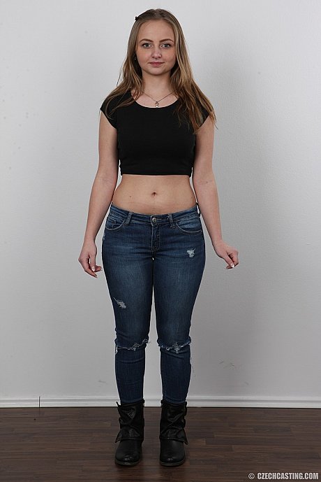 Young teenie blondy Irena peels off her jeans and stands stark nude for the camera - Image 3 of 20  in Babe category   featuring Lady Bug 