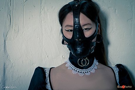Korean model poses for a solo shoot in a kinky rubber maid outfit - Image 13 of 16  in Legs category  