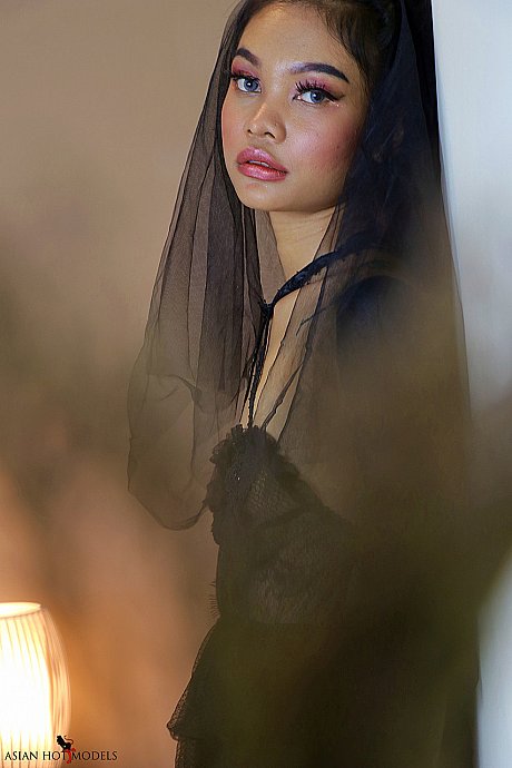 Little Princess Nuchcy poses in a seductive undergarment and lacy fishnets - Image 8 of 19  in Babe category   featuring Nuchcy 