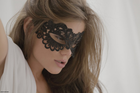 Hot girl GF woman Caprice wears a masquerade mask during sexual intercourse - #580583