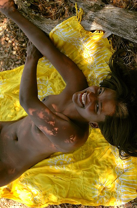Glamorous black teenie Geisha A showing her cute naked curves in nature - Image 5 of 20  in Pussy category   featuring Geisha A 