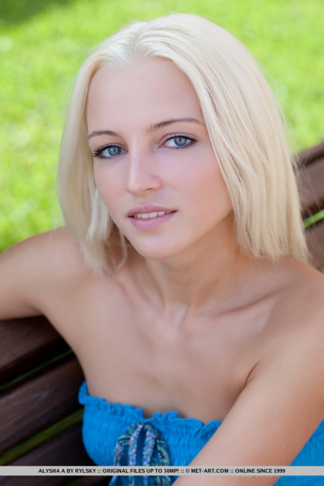 Pretty blondy skank gf lady Alysha A flashing shaved cunt outdoor in no panty upksirt - #444701