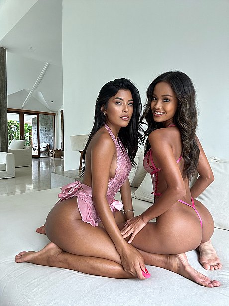 Pretty babes doff their lingerie and show off their large melons & booties - Image 2 of 20  in Lesbian category   featuring Putri Cinta, Tita Sahara 