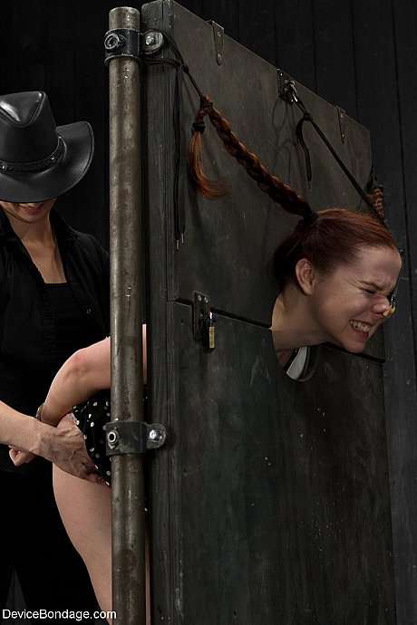 Young AnnaBelle Lee gets humiliated while being trapped in a standing stock - Image 8 of 20  in Pussy category   featuring Annabelle Lee, Claire Adams 