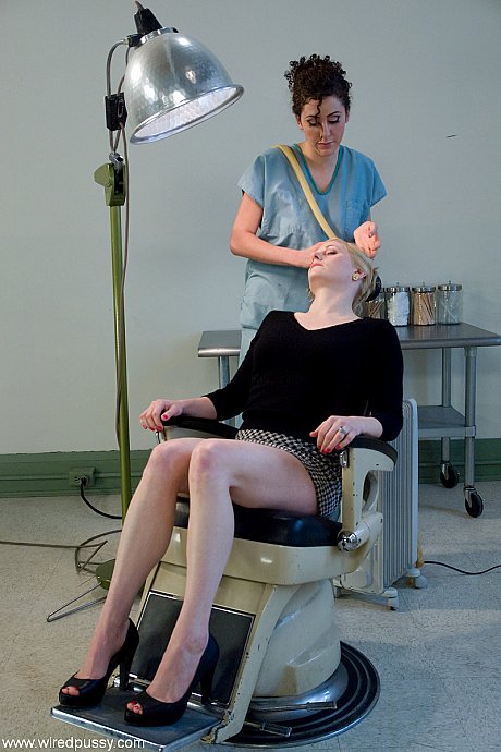 Submissive blonde babe Sabina gets her pussy toyed after getting strapped - Image 4 of 21  in Lesbian category   featuring Sabina 