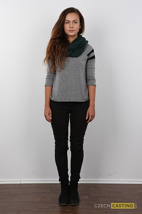 Amateur model with long hair stands undressed after removing all her clothing - Image 2 of 12  in Close Up category   featuring Sabina 