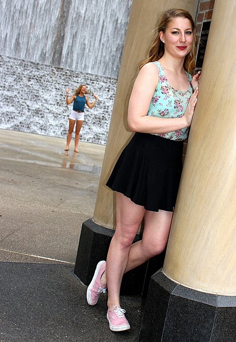 Blondie amateur takes off her upskirt panties before fucking in public - Image 4 of 17  in Legs category   featuring Lila Frey 