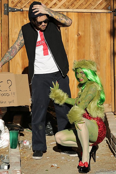 Green Grinch Joanna Angel anal fucks homeless rod on top in the alleyway - Image 3 of 17  in Pussy category   featuring Small Hands, Joanna Angel 