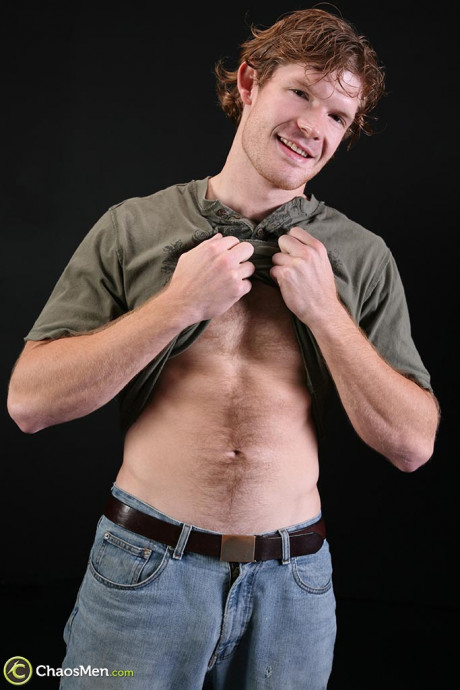 Red Hair model Riordan undresses and unveils his bushy body and hard dong - #1329561