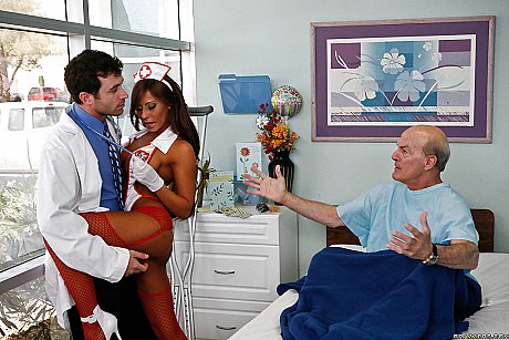 Busty babe in nurse uniform and stockings Madison Ivy gets shagged hardcore - Gallery #13284