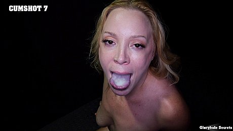 Blondie girl girl Mandy Spears gets undressed while swallowing off a cock at a gloryhole - Image 15 of 15  in Cumshot category   featuring Mandy Spears 