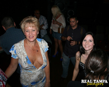 Horny matures with giant juggs flaunt their bosoms in a night club - #834308