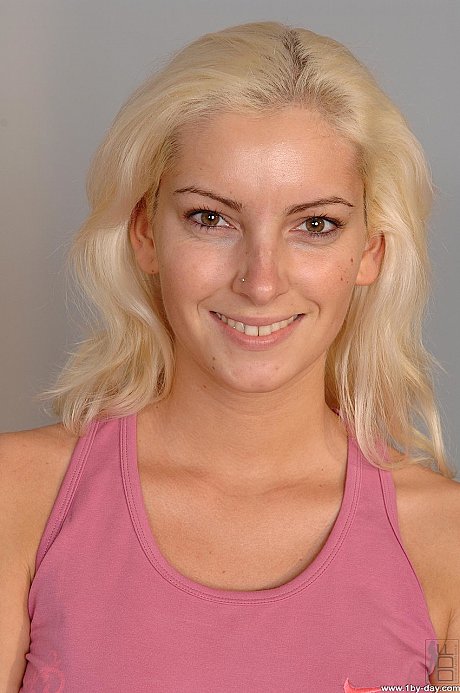 Blonde European babe with large titties Bianca reveals her booty and muff - Image 1 of 21  in Pussy category   featuring Bianca