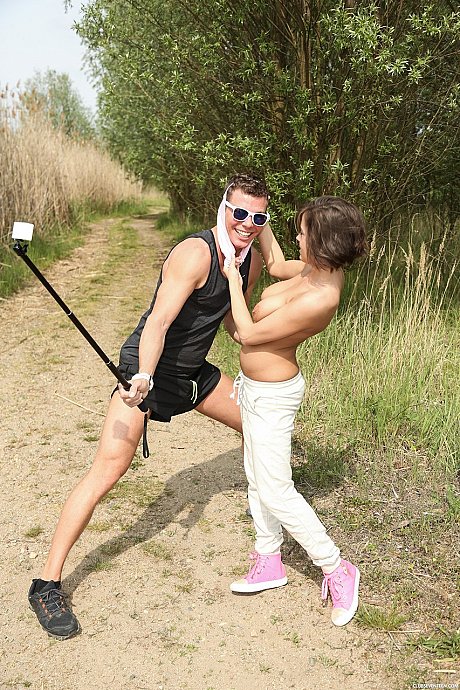 Busty brunette Anabelle spices up a run with hot outdoor sex with a stranger - Image 6 of 20  in Pussy category   featuring Ana Bell Evans 