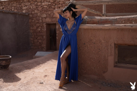 Centerfold Angel Constance flaunts her pretty tits in a attractive outdoor striptease - #1268599