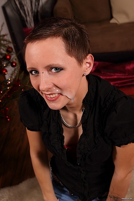 European vixen Kim licks a massive dick in POV and takes a facial cumshot - Image 17 of 20  in Cumshot category   featuring Kim 