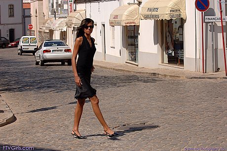 Glamorous brunette Clara flashes her twat and tight butt in public - Image 2 of 21  in Model category   featuring Clara 