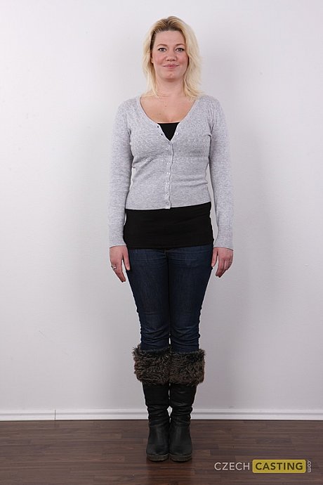 Blonde amateur strips off her clothes and boots to stand nude for the first tim - Image 2 of 20  in Pussy category   featuring Katerina 