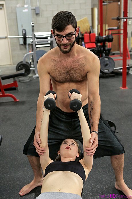 Skinny teenie Ava Parker gets her tight pussy jammed full of enormous cock at the gym - Image 6 of 16  in Teen category   featuring Logan Long, Ava Parker 