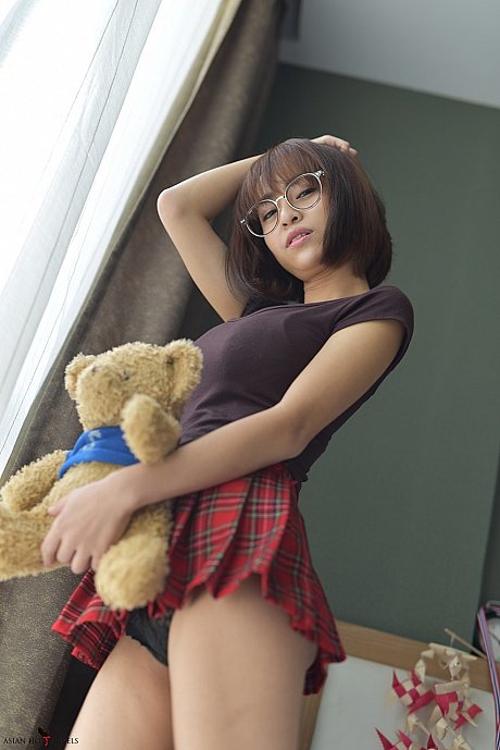 Beautiful pretty asian teen flaunts her hot booty wearing a miniskirt and panties - Image 6 of 20  in Skirt category   featuring Eimi Fukada 