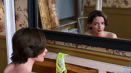 Slender teen in lacy underwear Ana Moloko undresses and presents her bald pussy - Image 7 of 20  in Teen category   featuring Ana Moloko 