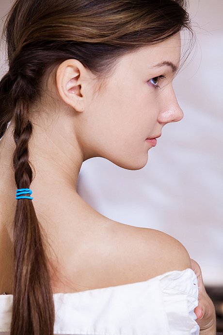 Stunning cute teenie Iva strips down nude in the kitchenette and displays her furry crotch - Image 11 of 20  in Teen category   featuring Iva 