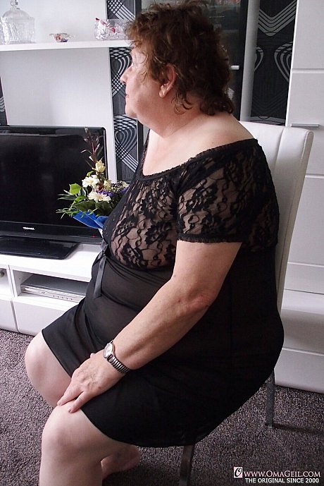 Kinky chubby grandmother Hortensia plays with her huge melons while undressing - Image 7 of 20  in Big Tits category   featuring Hortensia 