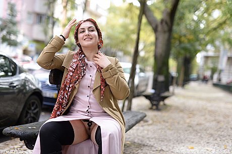 Pretty amateur mom Lili flashes her muff as she poses pantyless in public - Image 12 of 20  in Pussy category   featuring Lili Miss Arab 