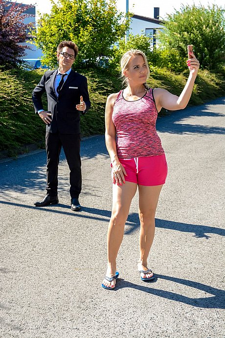 Blondy chick broad Julia Pink takes an outdoor selfie before hardcore sex in a sauna - Image 1 of 20  in Hardcore category   featuring Conny Dachs, Julia Pink 