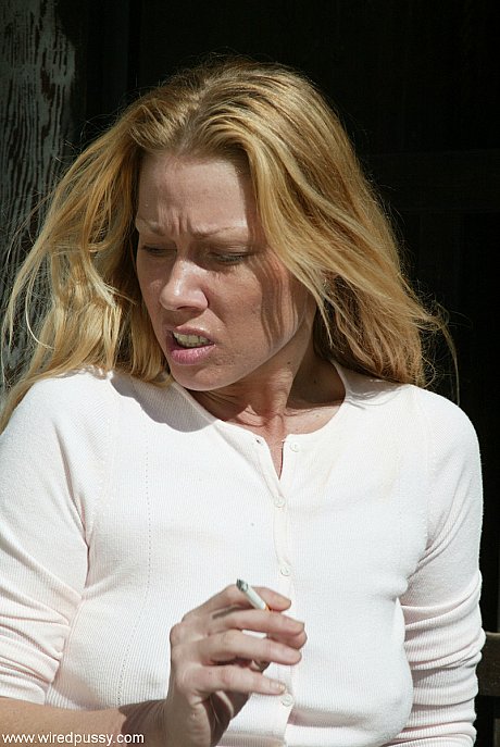 Strawberry yellow-haired Trina has a cigarette during BDSM electrical play - Image 11 of 20  in Lesbian category   featuring Princess Donna 