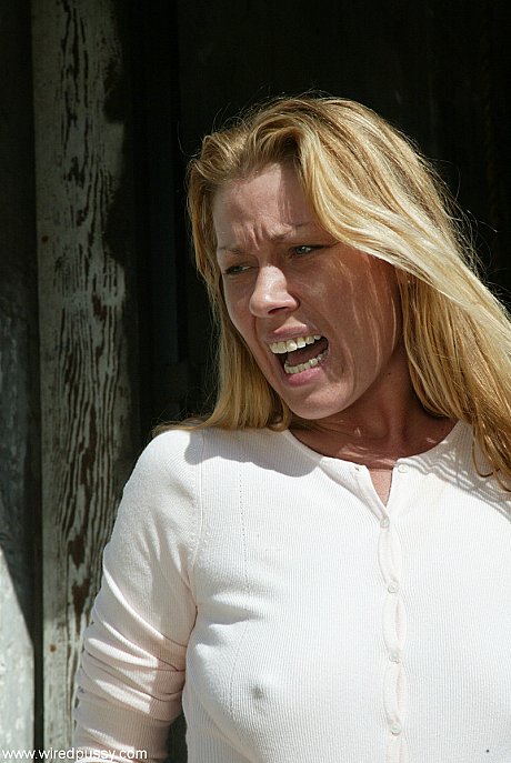 Strawberry yellow-haired Trina has a cigarette during BDSM electrical play - Image 12 of 20  in Lesbian category   featuring Princess Donna 