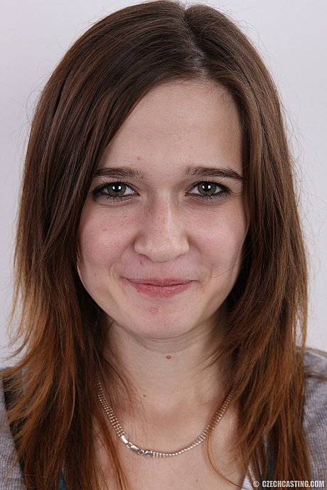 First timer with saggy melons and a shaved snatch stands naked after removing her c