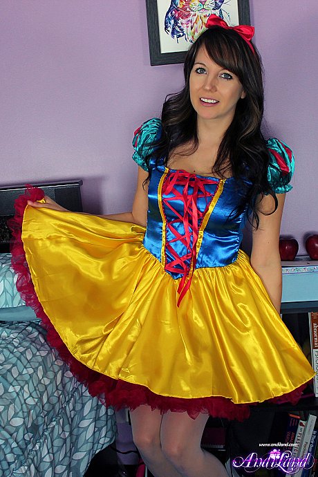 Brunette amateur Andi Land exposes herself while wearing a Snow White outfit - Image 4 of 15  in Pussy category   featuring Andi Land 