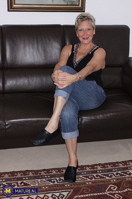 Busty grandmother Angie takes a cumshot on her humongous boobs after nasty hardcore sex - Image 1 of 20  in Amateur category   featuring Angie, Reinhard 