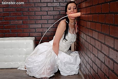 Bride is sprayed with cum after discovering a gloryhole in the bathroom - Image 7 of 15  in Dildo category  