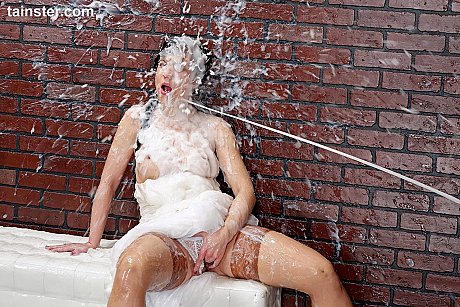 Bride is sprayed with cum after discovering a gloryhole in the bathroom - Image 15 of 15  in Dildo category  